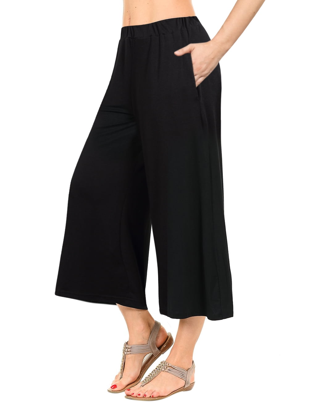 GlorySunshine Womens Yoga Pants Elastic Waist Solid Palazzo Casual Wide Leg Lounge Pants with Pockets