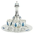 thumbnail image 2 of Juego de copas de vino de aleación, resistentes a la oxidación, exquisitas y decorativas, de metal retro, para fiestas en casa, bodas, color plateado, blanco y azul., 2 of 14