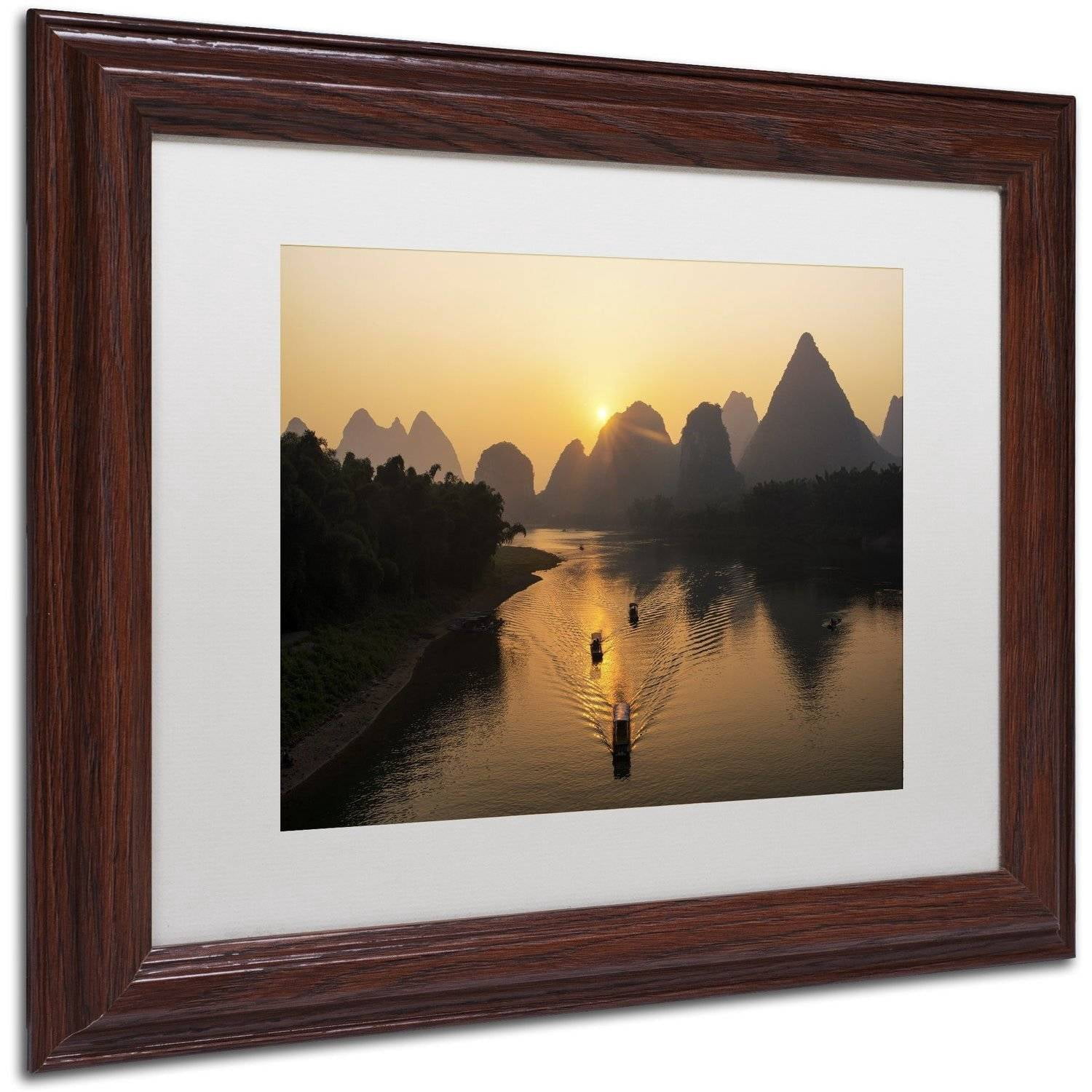 Trademark Fine Art "Golden River" Canvas Art by Philippe Hugonnard, White Matte, Wood Frame