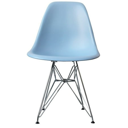 Mid-Century Modern Eiffel Style Dining Chair with Metal Legs - Light Blue