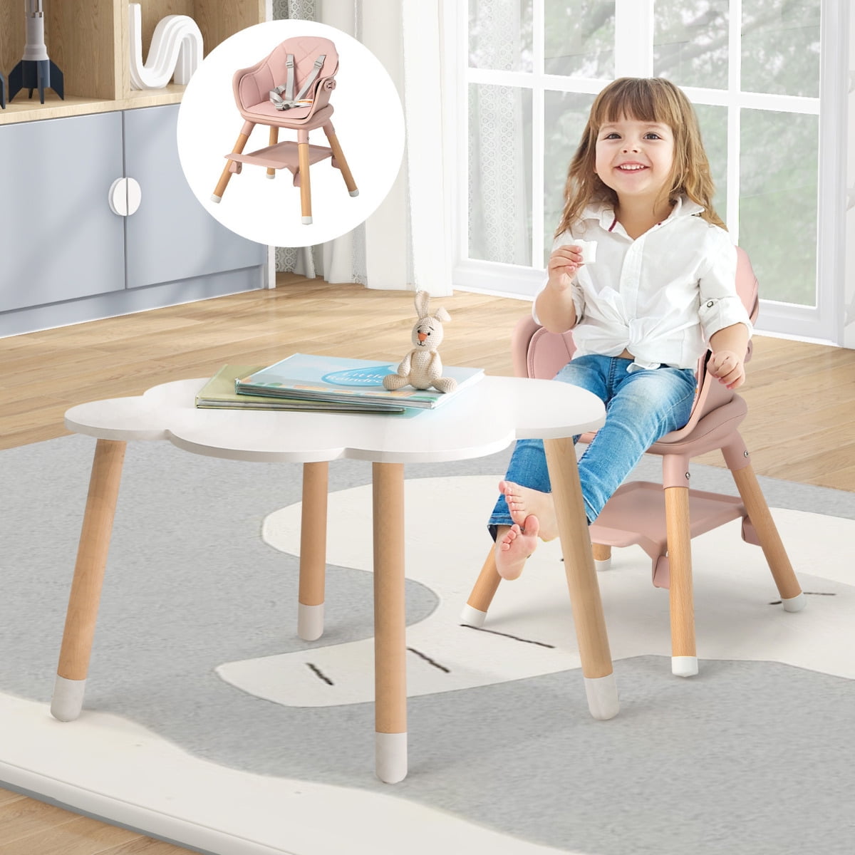 Comedor Ajustable Trona Enganchar Mesa Trona De Bebu00e9 De Madera