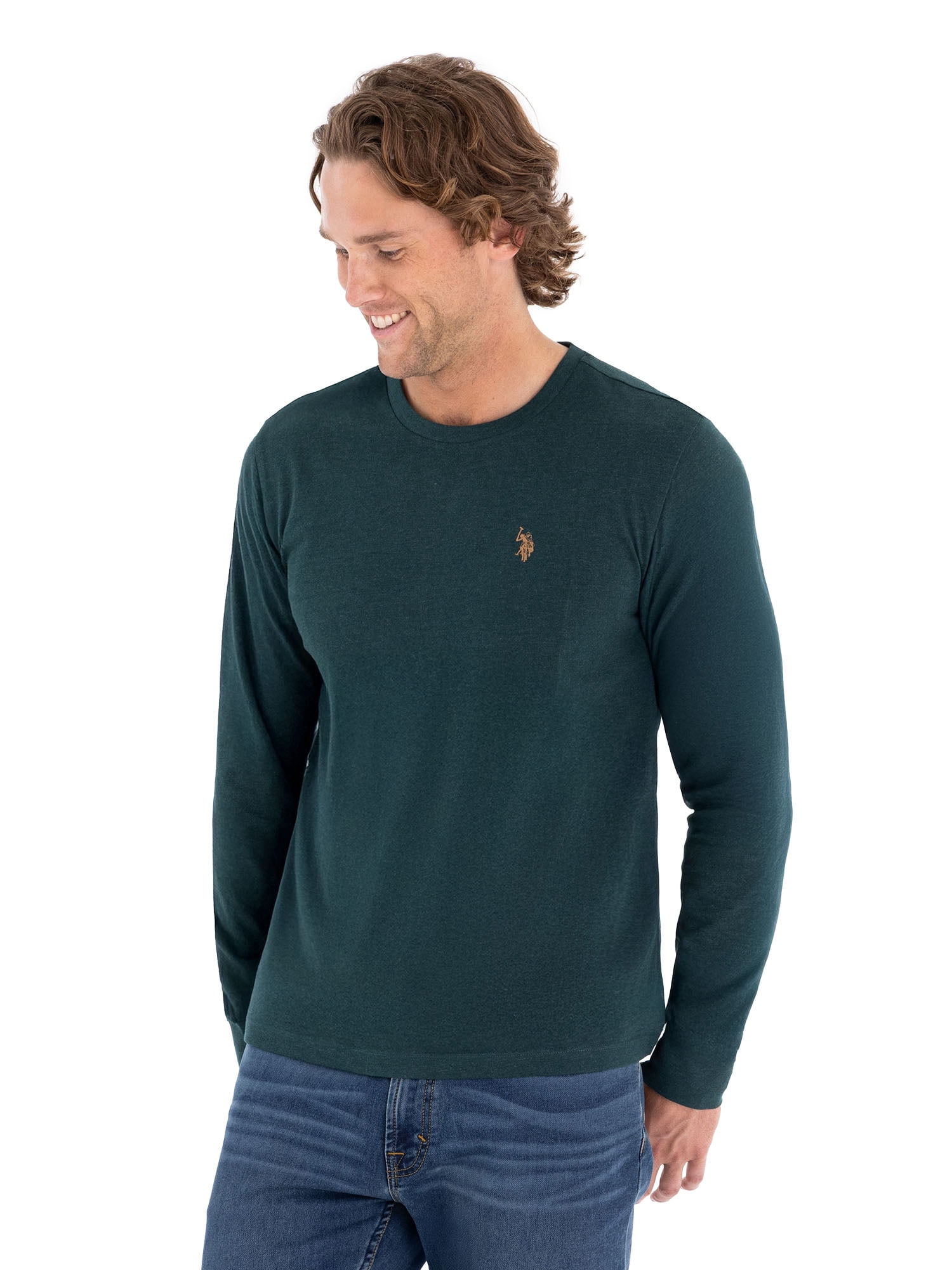 U.S. Polo Assn. Men's Cotton Crewneck Tee with Long Sleeves, Sizes S-XL