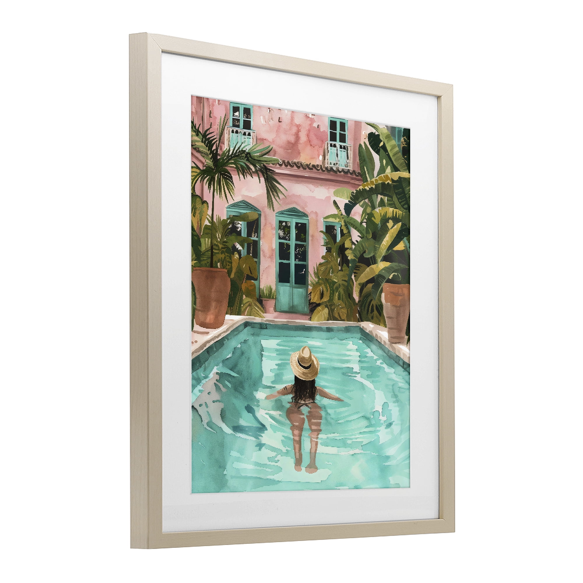Stupell Industries Girl Swimming In Pool Birch Framed Print Under Glass, design by The Prints Vibe