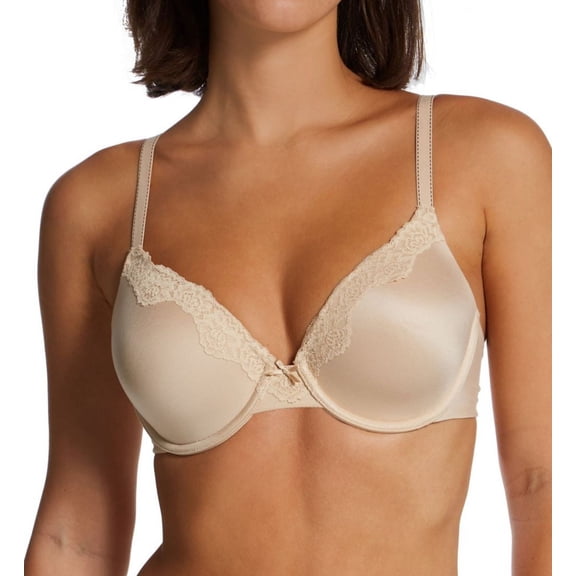 Women's Maidenform 09404 Comfort Devotion Embellished Extra Coverage Bra (Latte Lift w/ Black 36C)