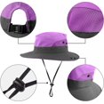 thumbnail image 4 of Sombrero de pesca deportivo al aire libre de verano, sombrero para el sol ultravioleta con orificio para cola de caballo, gorra de cubo Upf 50 para niñas, pesca en la playa de verano, morado, 4 of 5
