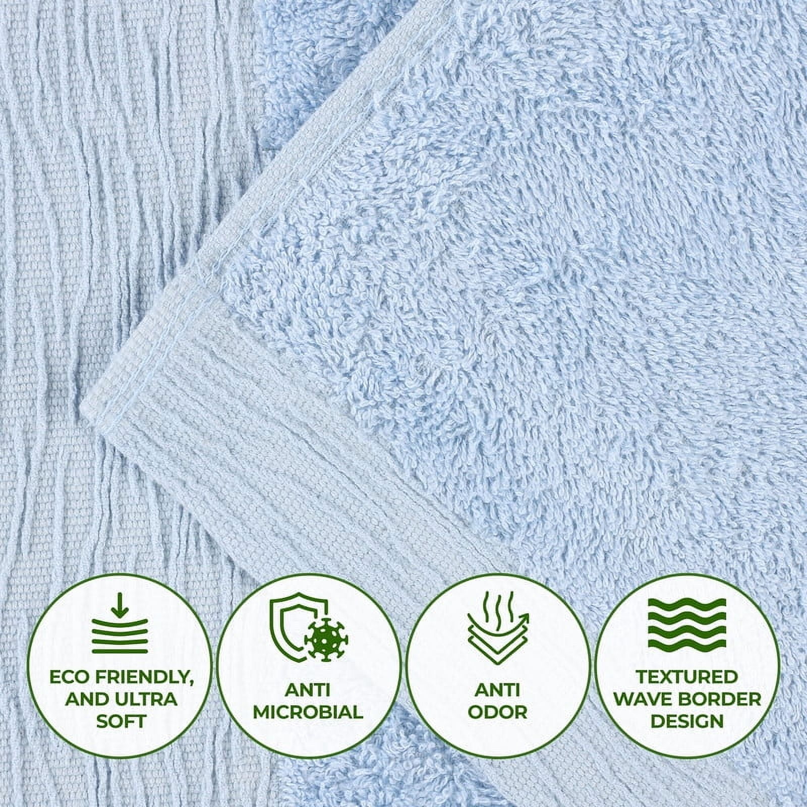 Superior Rayon from Bamboo Soft Modern 12-Piece Towel Set, Light Blue