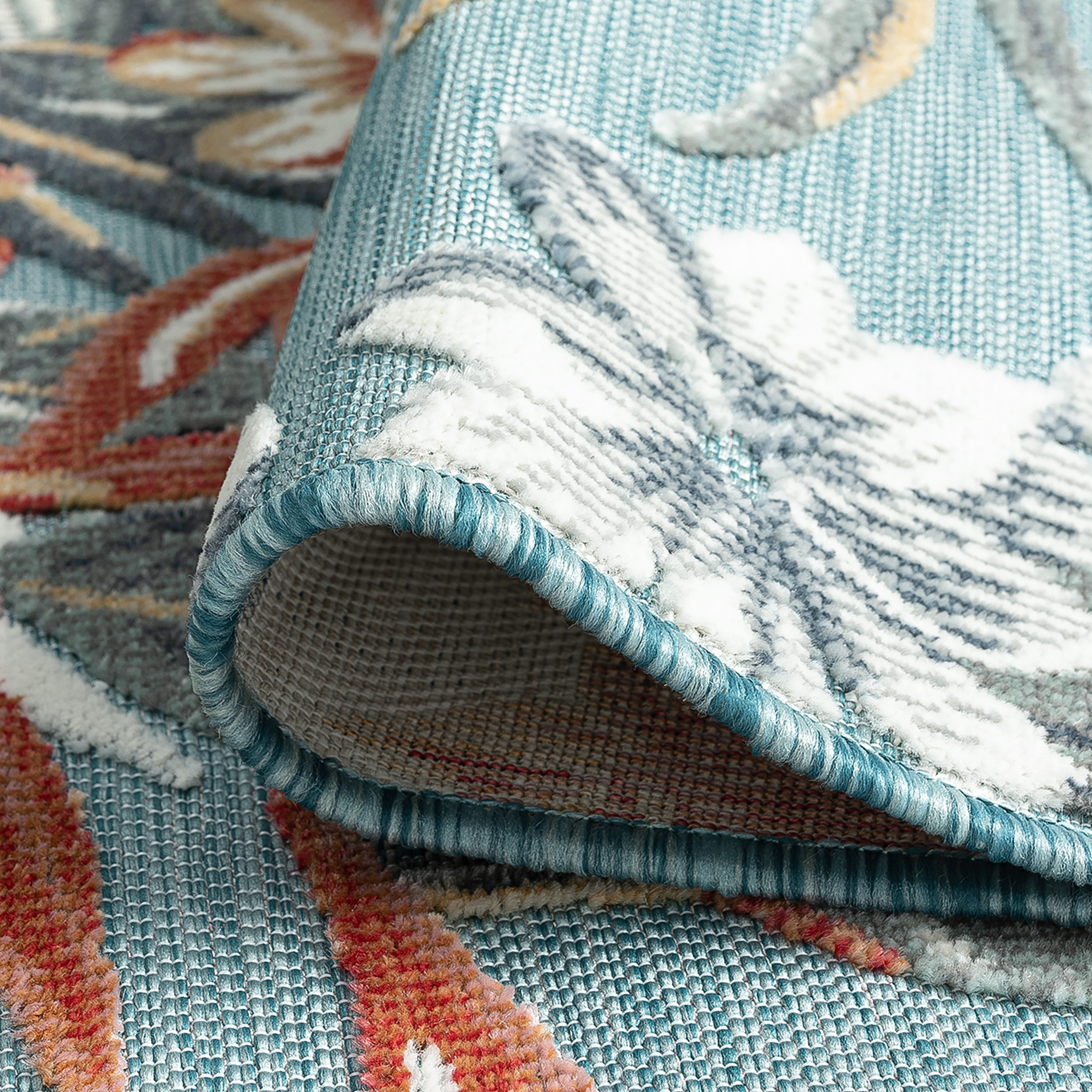 2x3 Water Resistant, Small Indoor Outdoor Rugs for Patios, Front Door Entry, Entryway, Deck, Porch, Balcony | Outside Area Rug for Patio | Aqua, Floral | Size: 1'11'' x 3'