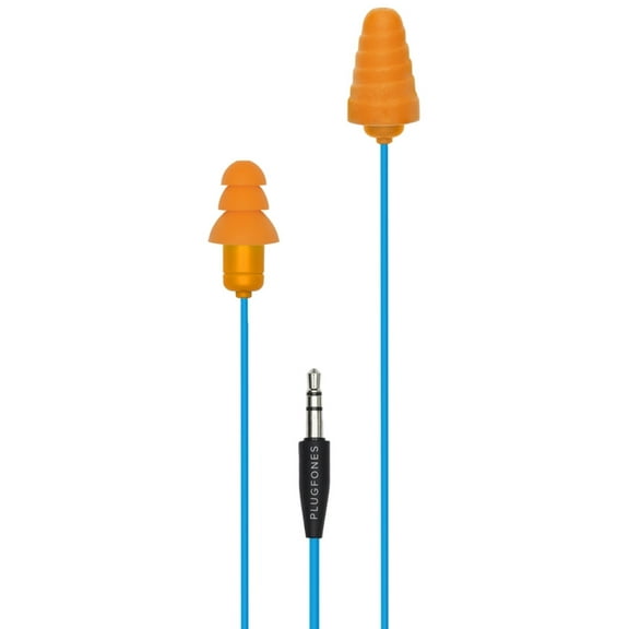 Plugfones Guardian in-Ear Earplug Earbud Hybrid - Noise Reduction in-Ear Headphones (Blue & Orange)