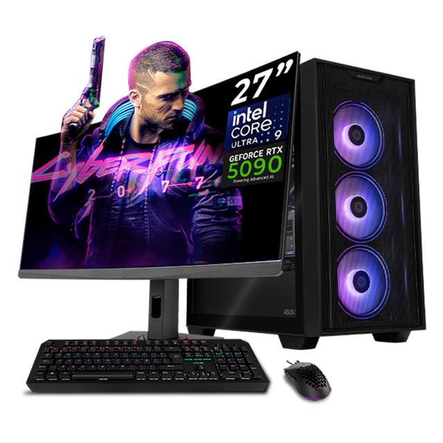 PC Gamer Completa Xtreme PC Gaming ASUS NVIDIA GeForce RTX 5090 Intel Core Ultra 9 285K 64GB DDR5 SSD 2TB Monitor 27 180Hz Sistema Liquido WIFI W11 Black PBA gaming 4K, streaming y edición profesional