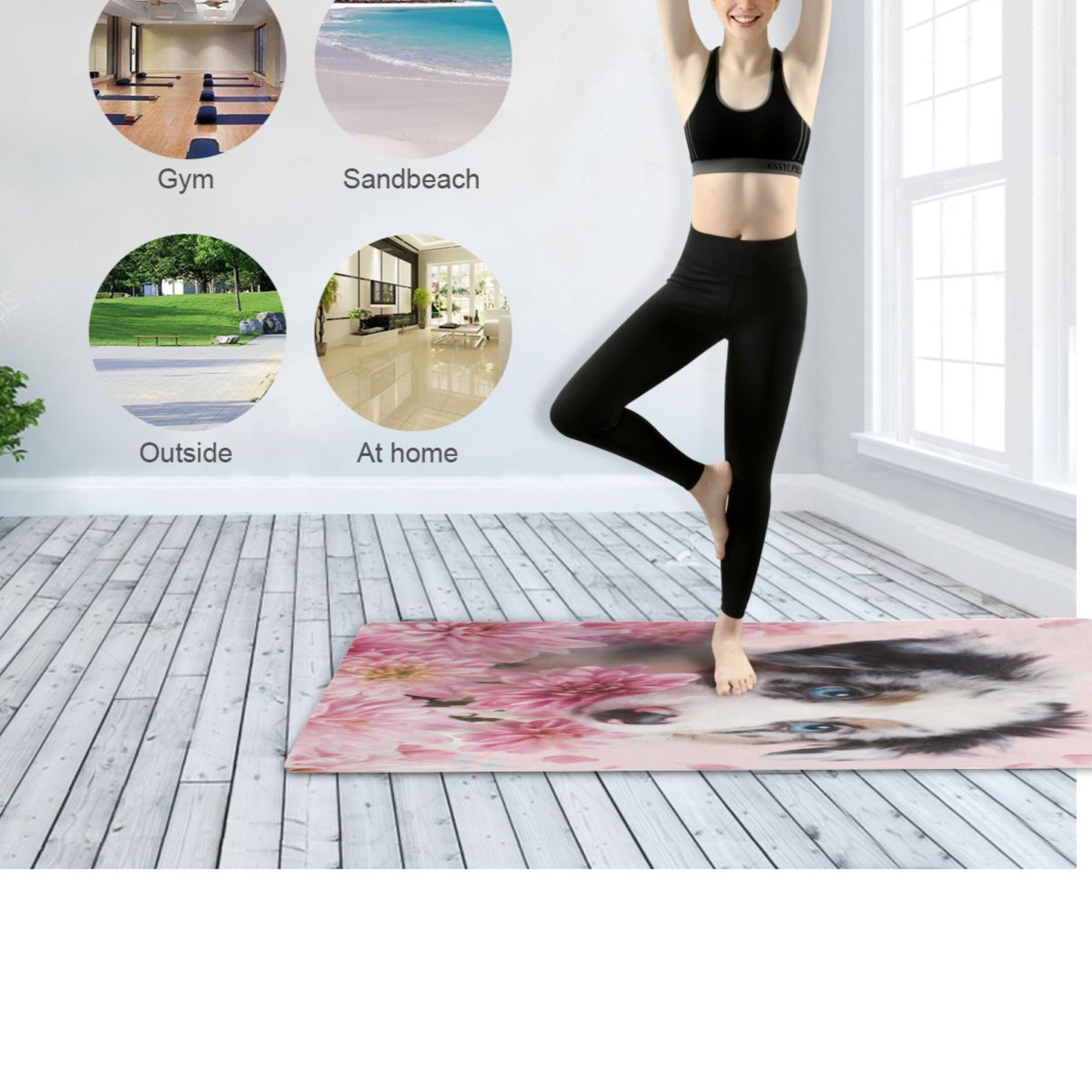 BZSMCE Yoga Mat Women Fitness Mat Pink Petal Pup Pattern
