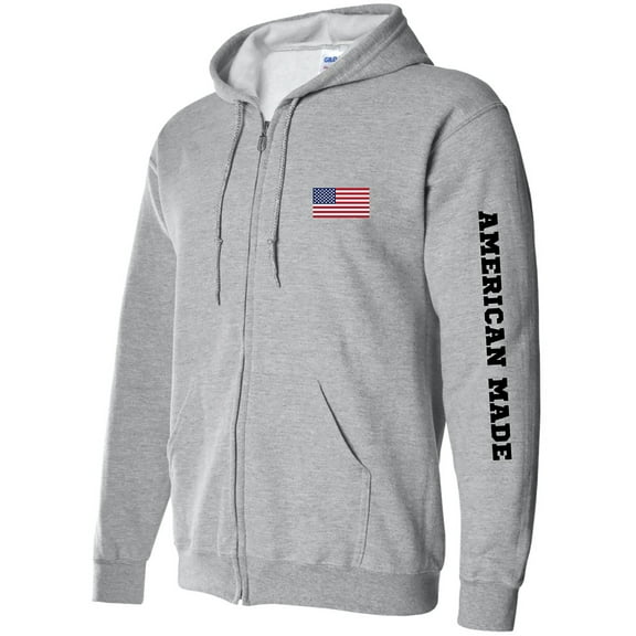 American Made Black Sleeve Print Full-Zip Hooded Sweatshirt