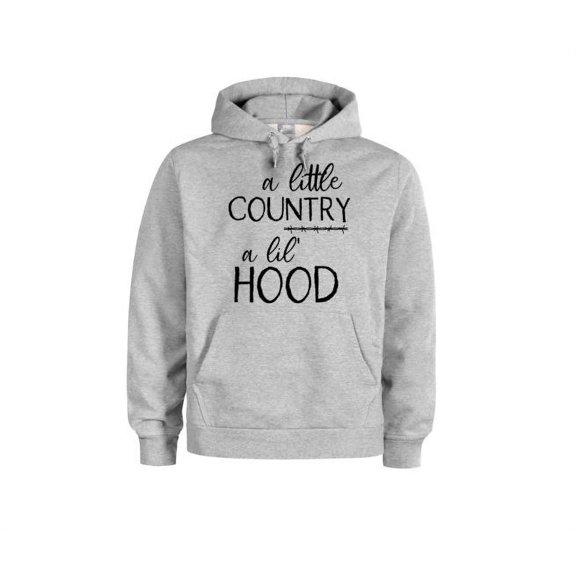 A Little Country A Little Hood, Country Hoodie, Women's Country Hoodie, Hood Hoodie, Gift For Her, Country Hoodie, Farm Shirt, Girl Farmer, Grey (Black Text), LARGE