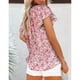 thumbnail image 3 of Blusas de mujer Casual Boho Estampado floral Cuello en V Manga corta Camisas sueltas elegantes Tops Rojo M, 3 of 5