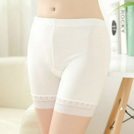 BYHONG Womens Elastic Safety Lace Soft Under Shorts Pants Leggings Render Panties Womens Panties White L