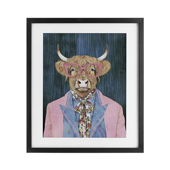 Stupell Industries Gentle Bull Portrait Black Framed Print Under Glass, design by Svetlana Aleynikova