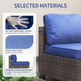 thumbnail image 5 of 7 Piece PE Rattan Patio Conversation Set, All Weather Wicker Outdoor Furniture Set with Modular Sectional Sofa & Tempered Glass Table, for Garden Porch Deck Backyard, 5 of 8