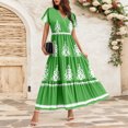 thumbnail image 2 of WTOBBY Women's Summer Casual Flowy Short Sleeve Bohemian Floral Print Maxi Dress for Beach Vacation Formal Evening Party Guest Wedding Long Dress with Lightweight Chiffon Fabric,Green 2XL, 2 of 5