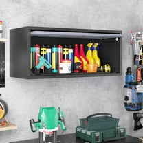 STANI Wall Mount Metal Cabinet with Up-Flip Doors,Wall Hanging Storage Cabinets with Locking Doors,Lockable Tool Chest Cabinet for Garage Basement School