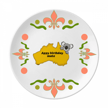 

Australian Dialect Text Happy Birthday Flower Ceramics Plate Tableware Dinner Dish