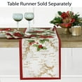 thumbnail image 3 of Christmas Holiday Presley Red and White Poinsettia Bordered 70 inch Round Fabric Tablecloth, 3 of 8