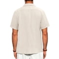 thumbnail image 3 of GENTS BLISS Men Linen Shirts Casual Short Sleeve Button Down Shirts for Men Beach Tops with Pocket, 3 of 10