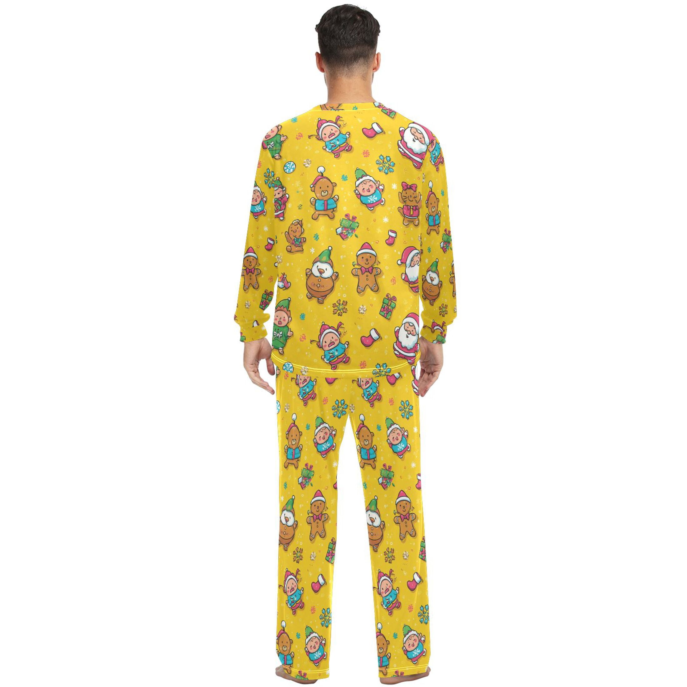 Matching Pajamas for Couples Santa Claus Elves and Gingerbread Men His and Hers Pajamas Sets Soft Long Sleeve Sleepwea