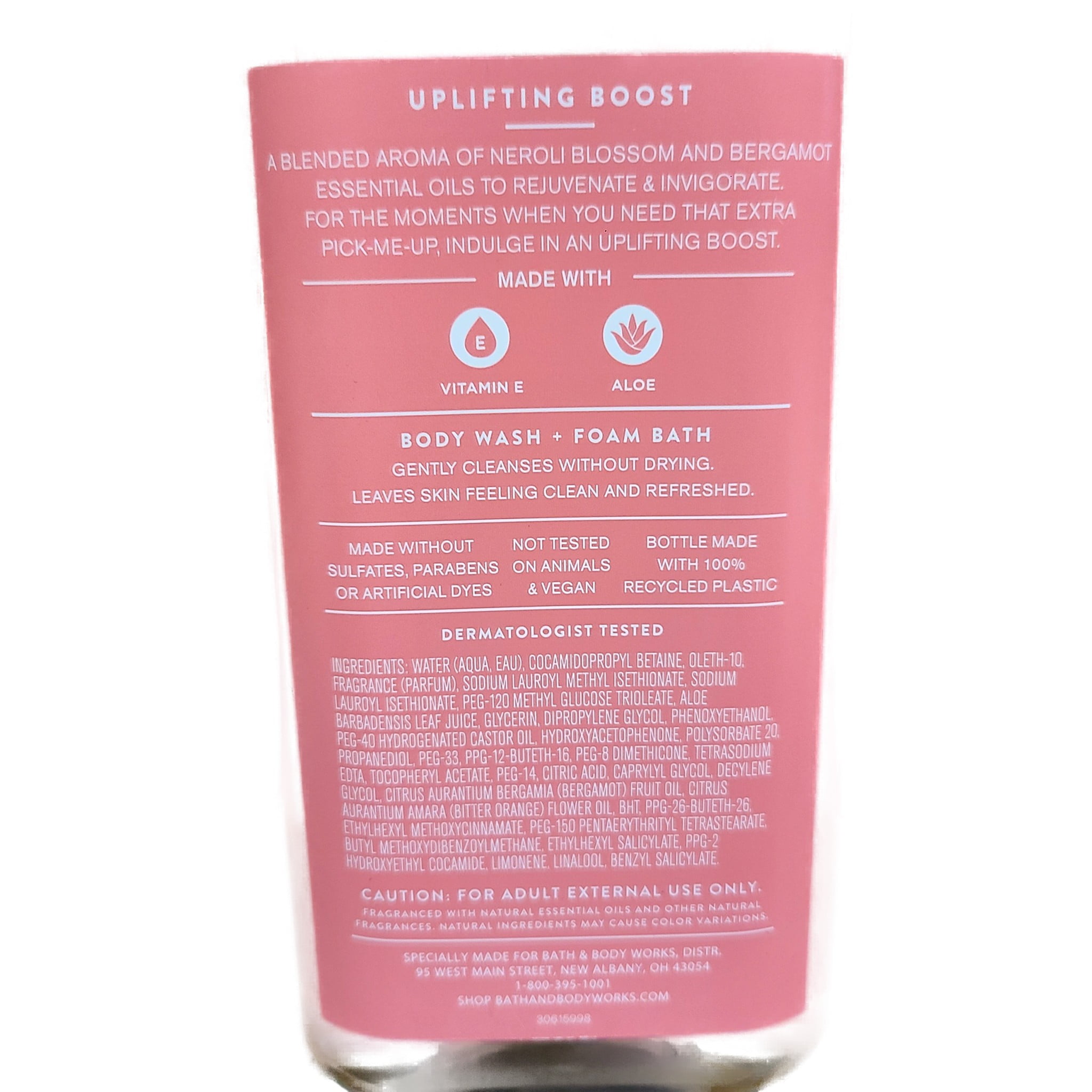 Bath and Body Works Aroma Uplifting Boost NEROLI BLOSSOM BERGAMOT Body Wash Foam Bubble Bath 2 Pack
