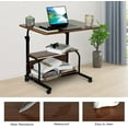 thumbnail image 6 of Portable Rolling Desk on Wheels Small Standing Desk Adjustable Height Desks with Wheels for Small Spaces, 32" Computer Desk with Storage Shelves for Home Office Study Brown, 6 of 14