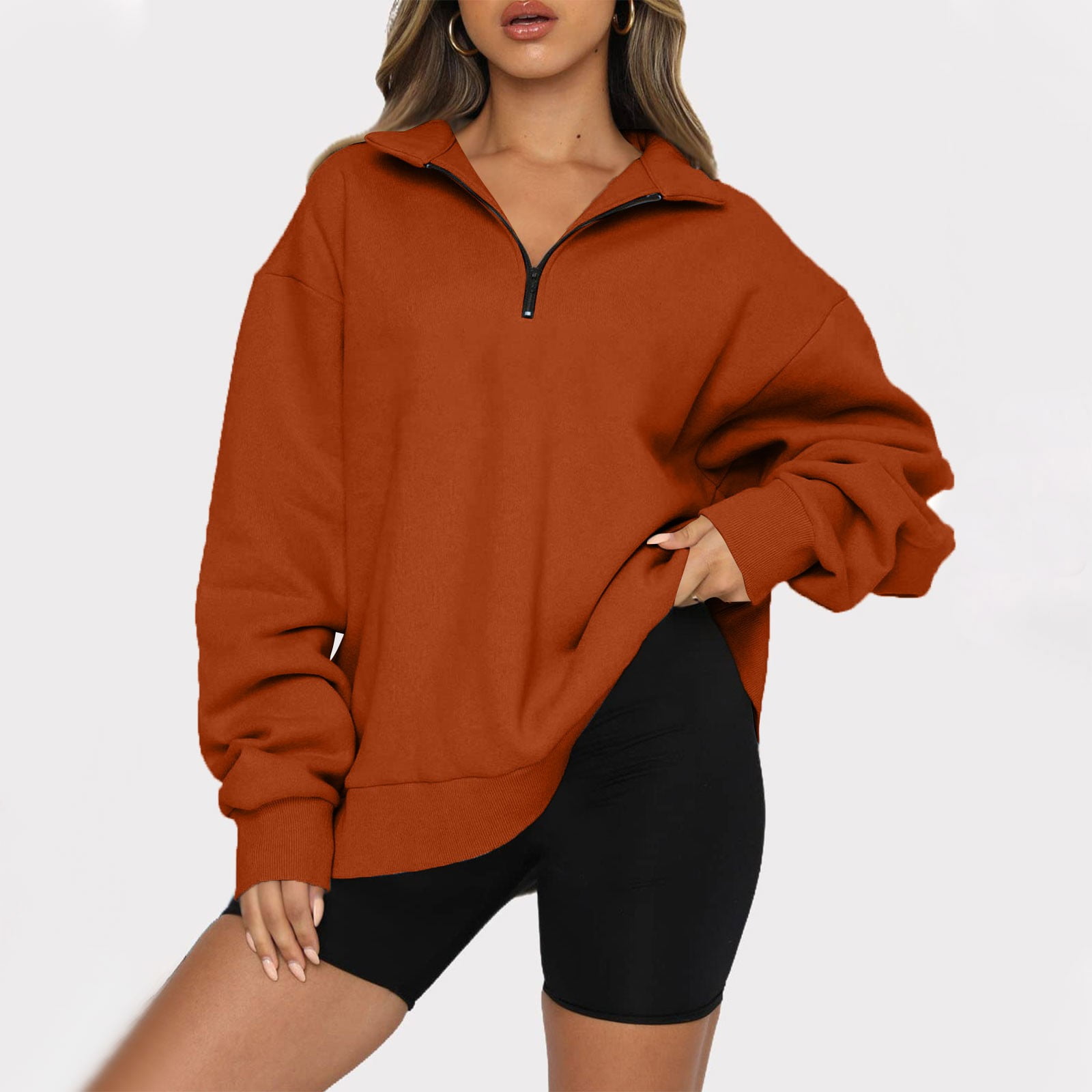 TQWQT Oversized Hoodie for Women Half Zip Pullover Fleece Quarter Zip Up Hoodies  2023 Fall Fashion Clothes Trendy Outfits,Army Green,L 