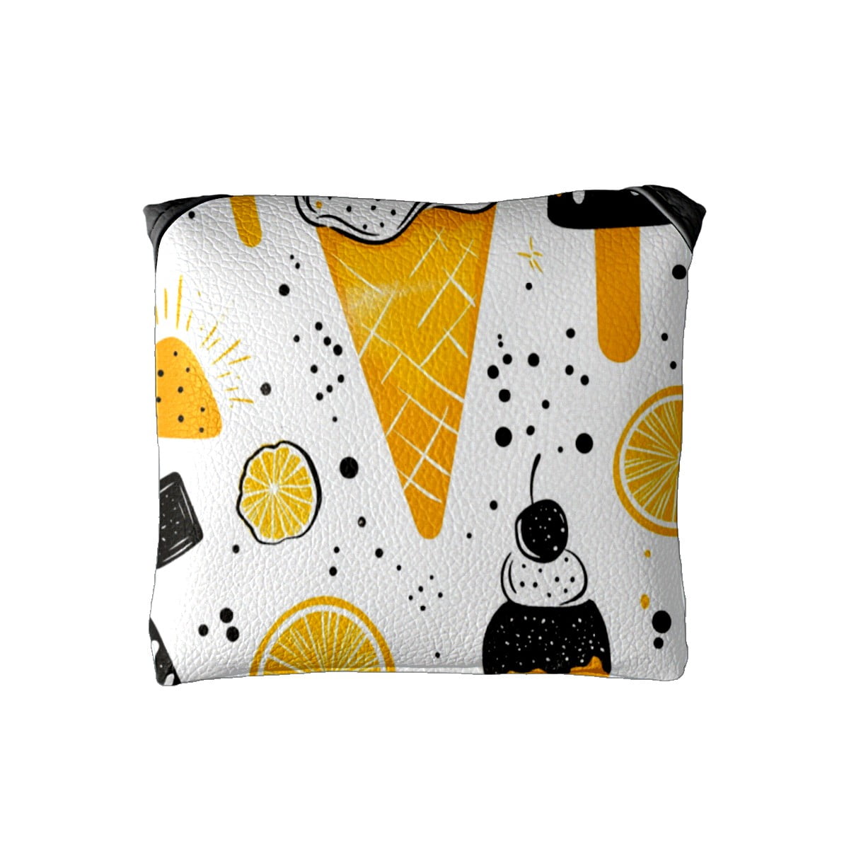 Golf Mallet Putter Cover Premium Leather Waterproof Golf Putter Head Cover with Magnetic Closure Ice Cream Pattern