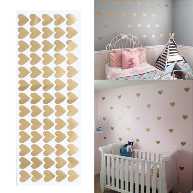 65 pegatinas de pared de corazón extraíbles pegatinas de vinilo para decoración del hogar (dorado) Sywqhk Libre de BPA