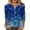 Blue, variant on Ladies Christmas Tops 3/4 Sleeve Christmas Tree Print Tops Loose Casual Crewneck T-Shirts Xmas Holiday Cute Graphic Shirts Blouses
