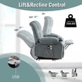 thumbnail image 4 of Power Lift Recliner Chairs with Massage and Heat, UHOMEPRO Electric Fabric Recliner Chair for Elderly, Living Room Furniture with USB Charge Port, 2 Cup Holders, and Side Pocket, Blue, 4 of 12