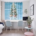 thumbnail image 5 of Blue Coastal Christmas Kitchen Curtains 63 Inch Length, Nautical Summer Beach Shell Conch Grommet Top Bedroom Living Room Curtains, Light Filtering Cafe Curtain Drapes 2 Panels Set 104''x63'', 5 of 9