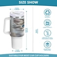 thumbnail image 3 of 40 Oz Car Handle Water Bottle Water Cup Water Bottle Water Jug Coffee Cup Travel Water Bottle Grayish-black Cat, 3 of 8