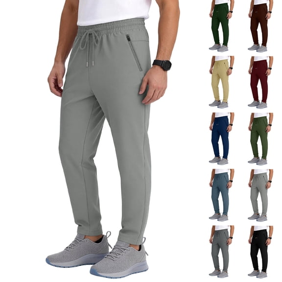 Men's Lightweight Quick Dry Hiking Running Pants Outdoor Sports Breathable Zipper Pockets Athletic Work Pants Wine 3XL