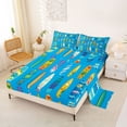thumbnail image 2 of Castle Fairy Vibrant Wave Surfboard Queen Sheets 4 Pieces,Palm Tropical Tile Pattern Queen Sheet Sets,Blue Yellow,1 Fitted Sheet,1 Flat Sheet and 2 Pillowcases, 2 of 6