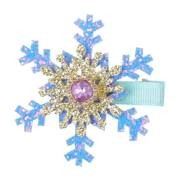 Blue Holiday Snowflake Hair Accessory For Kids With Rhinestones Top Clip Design Sweet And Safe For Hair