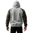 thumbnail image 5 of Men’s Pullover Hoodie with Camouflage Print Sleeves Adjustable Drawstring Hood and Front Kangaroo Pocket Casual Style Light Gray 3XL, 5 of 5