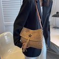 thumbnail image 3 of Bolso cruzado de paja informal a la moda, bolso tejido a mano con borlas y estrellas en la playa caqui Ehuebsd Para Estrenar, 3 of 9