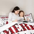 thumbnail image 5 of Homewish Fashion Xmas Tree Queen Comforter Set for Boy, Black White Buffalo Bedding Sets, Cartoon Christmas Theme Bedding Comforter Set, Super Cozy Room Decor, 3pcs, 5 of 8