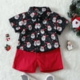 thumbnail image 4 of XXWXYD Toddler Boys Christmas Short Sleeve T-Shirt and Shorts Set with Cartoon Santa Prints, Gentleman Outfit for Holiday Par𝗍y, 4 of 9