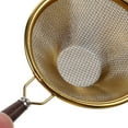 thumbnail image 3 of Golden Stainless Steel Tea Strainer with Fine Mesh and Wooden Handle, Easy to Use for Home Brewing, 3 of 6
