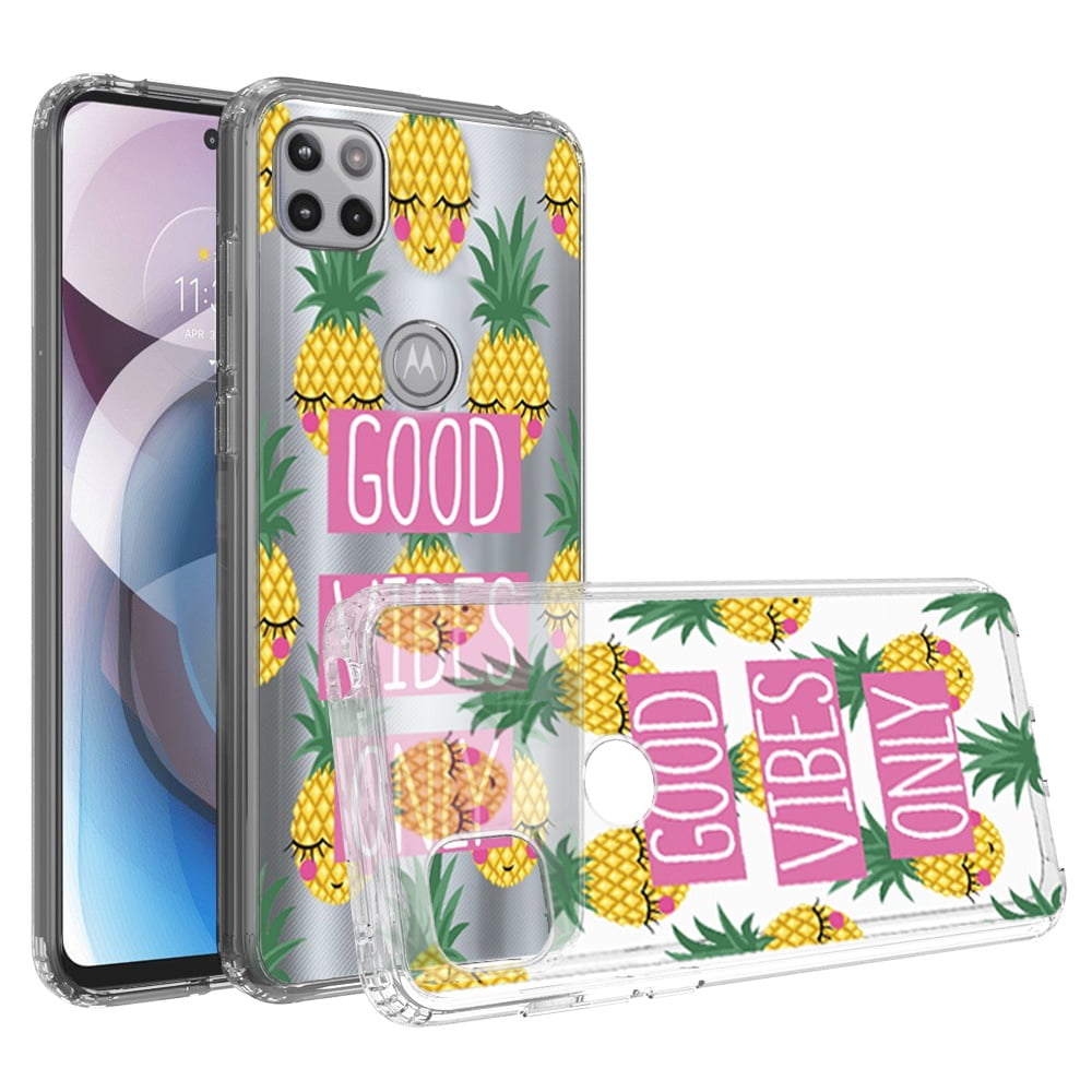For Motorola Moto One 5g Ace Design Transparent Bumper Hybrid Case Cover Good Vibes Only Walmart Com