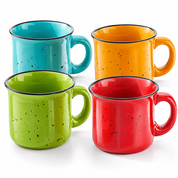 Bestone Coffee Mugs Set of 4, 16oz Multicolor Speckled Mugs with Handles, Microwave & Dishwasher Safe