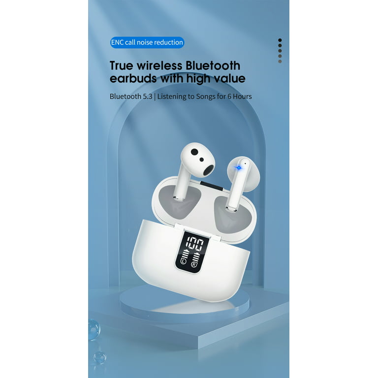 Wireless Earbuds Bluetooth 5.3 Headphones TWS Stereo Bass in-Ear Earphones  with IP5 Waterproof Built-in Mic Headset for Sport, 35Hours Playing Time,  Charging Case & 3 Ear Tips 