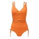 thumbnail image 3 of Gibobby Batas de baño mujeres spa Traje de baño con cuello en V para mujer Traje de baño de corte con lateral Traje de baño acanalado(Naranja,XL), 3 of 4