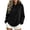 Black, variant on Women's Drawstring Hooded Sweatshirt Lightweight Wrap Neck Long Sleeve Workout Tops Relaxed Casual Solid Color Fall Pullovers S