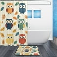 thumbnail image 2 of Bath Curtain & Non-Slip Bath Mat Set 12-Grommet Shower Curtain Memory Foam Bath Rug Owls and Foliage, 2 of 8