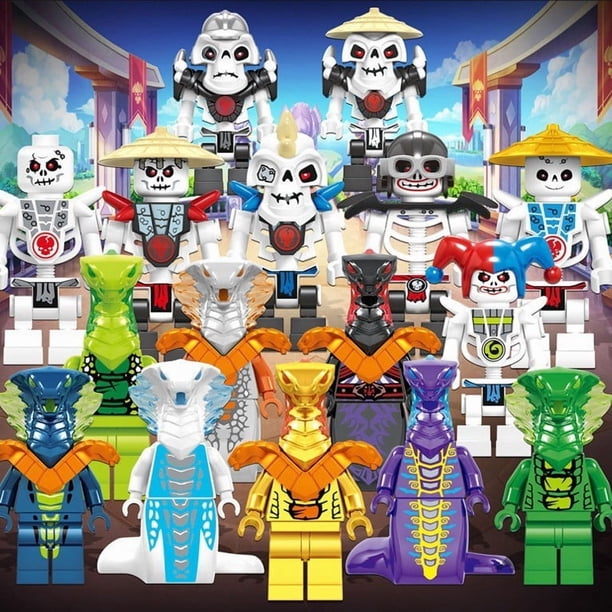 Set de 16 Minifiguras de Serpiente Villana, Figuras de Acción Ninja, Juguetes de Bloques de Construcción DIY para Regalo
